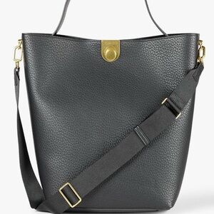 Elegant Black Leather Tote Bag